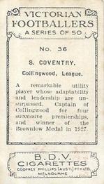 1933 Godfrey Phillips Victorian Footballers (A Series of 50) #36 Syd Coventry Back
